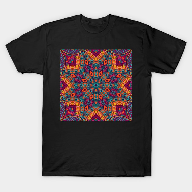 World Mandala kaleidoscope Tile T-Shirt by colors